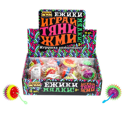 Игрушка жмяка мяч Со светом 6см, цвета в сборе, светодиод 12шт Супер Жим уп-12шт в кор.24уп