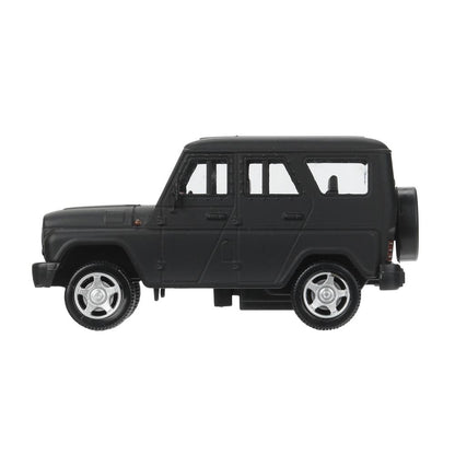 Machine en métal UAZ ХАНТЕР длина 10,5 см, инерция, МАТОВЫЙ черный, кор. Parc technologique dans le cor.2*36шт