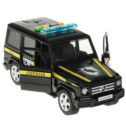 Машина пластик свет-звук MERCEDES-BENZ G-CLASS охрана 22 см, двер, баг, кор. Технопарк в кор.2*18шт