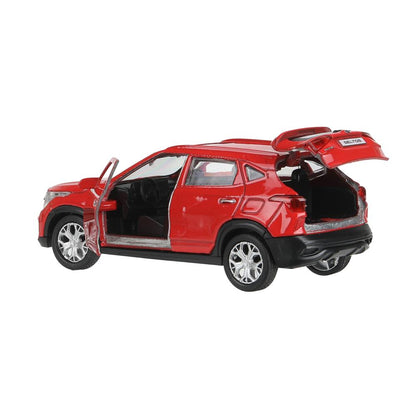 Машина металл KIA seltos длина 12 см, двери, багажник., инерц, красный, кор. Технопарк в кор.2*36шт