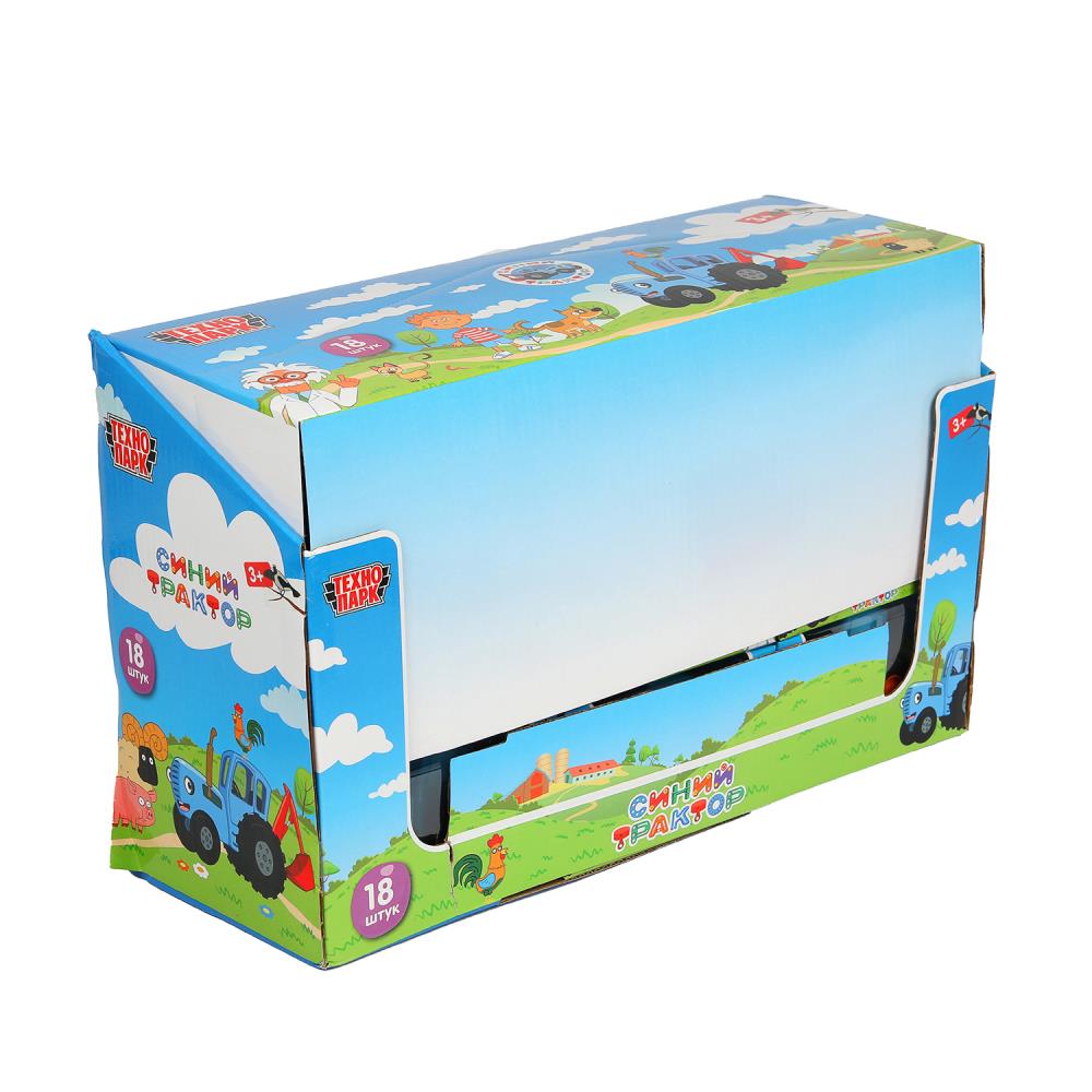 Машина металл СИНИЙ ТРАКТОР синий трактор длина 7,5см, синий, индикатор. Технопарк уп-18шт в кор.2*3уп