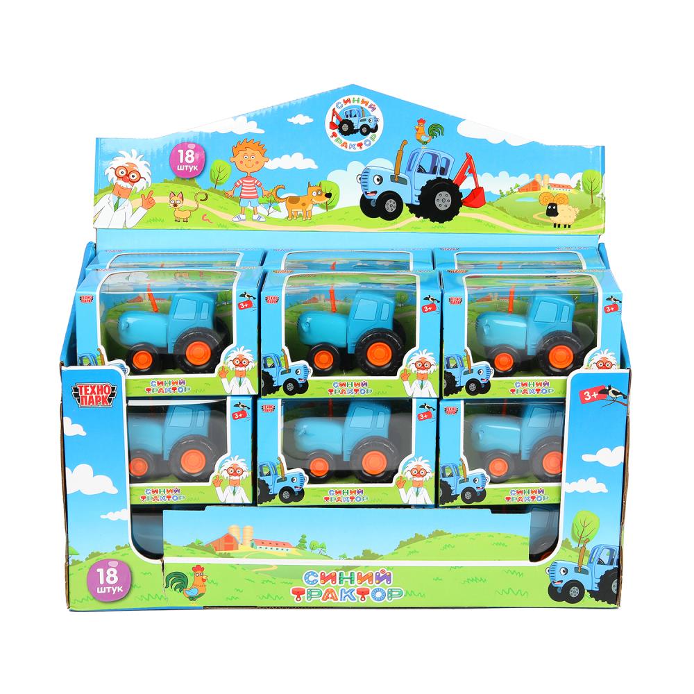 Машина металл СИНИЙ ТРАКТОР синий трактор длина 7,5см, синий, индикатор. Технопарк уп-18шт в кор.2*3уп
