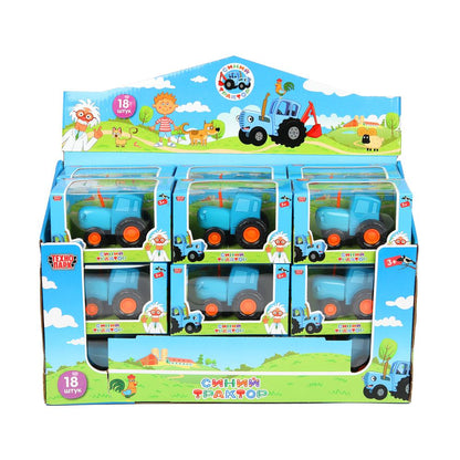 Машина металл СИНИЙ ТРАКТОР синий трактор длина 7,5см, синий, индикатор. Технопарк уп-18шт в кор.2*3уп