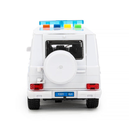 Machine en plastique pour Mercedes-Benz Classe G ПОЛИЦИЯ 22 см, дв, баг, kor. Parc technologique dans le cor.2*18шт