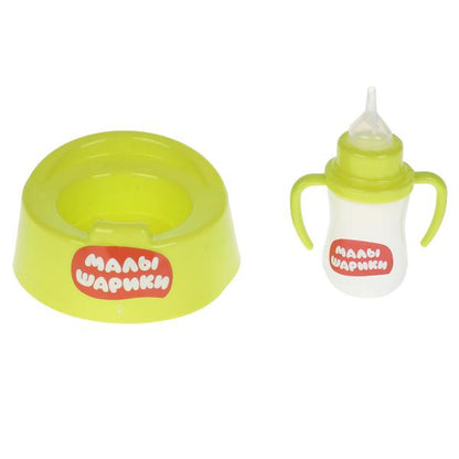 Пупс без озвучки МАЛЫШАРИКИ Нюшенька 15см, пьет и пишет, горшок, бутылочка КАРАПУЗ в кор.84шт