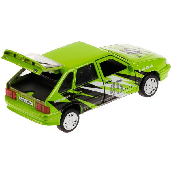 Машина металл LADA -2114 "САМАРА" СПОРТ, 12 см, дверь, сумка, ин, зеленый, кор. Технопарк в кор.2*36шт