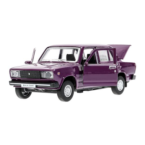 Машина металл LADA ваз-2105 1997 г. 12 см, двери, багажник, инерц.баклажан, кор. Технопарк в кор.2*36шт