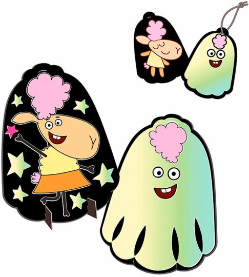 Отель у овечек. Аппликация светящимися наклейками фигурка+брелок "Весёлое привидение"