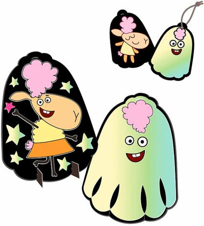 Отель у овечек. Аппликация светящимися наклейками фигурка+брелок "Весёлое привидение"