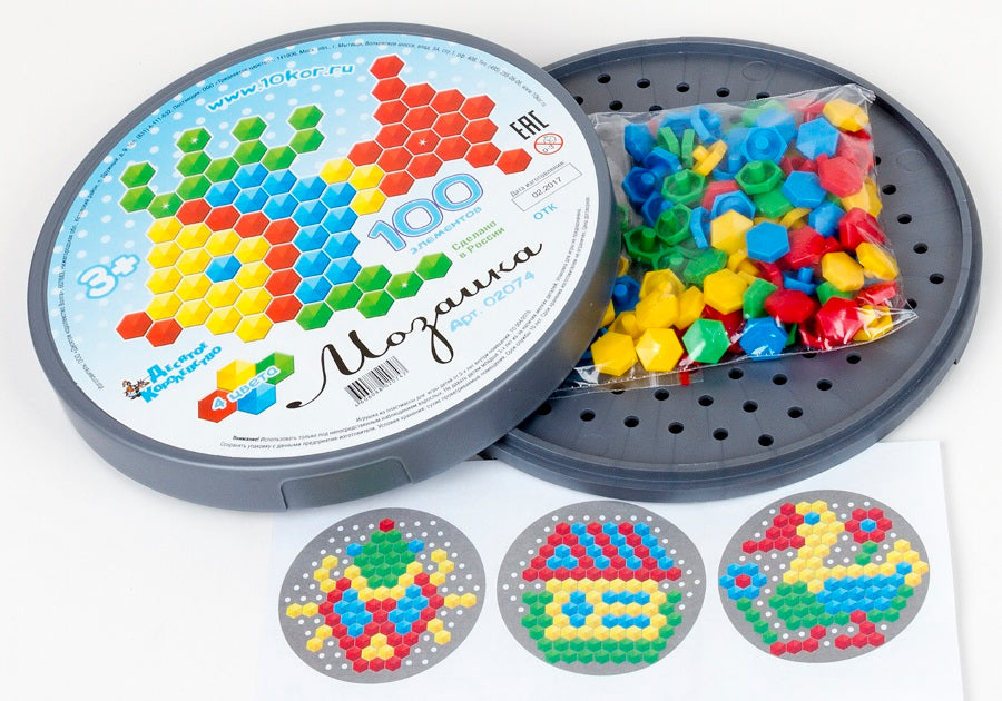 МОЗАИКА ШЕСТИГРАННАЯ 100 ЭЛ (КРУГЛАЯ ПЛАСТ.КОРОБКА) в кор.18шт