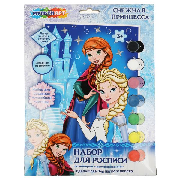 Холст для росписи с декором 17х23 см снежная принцесса МУЛЬТИ АРТ в кор.50шт