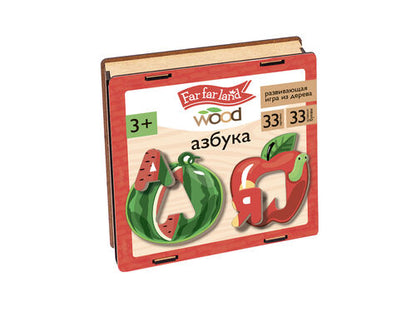 Игра развивающая "Азбука деревянная" в деревянной коробке Far far land Wood