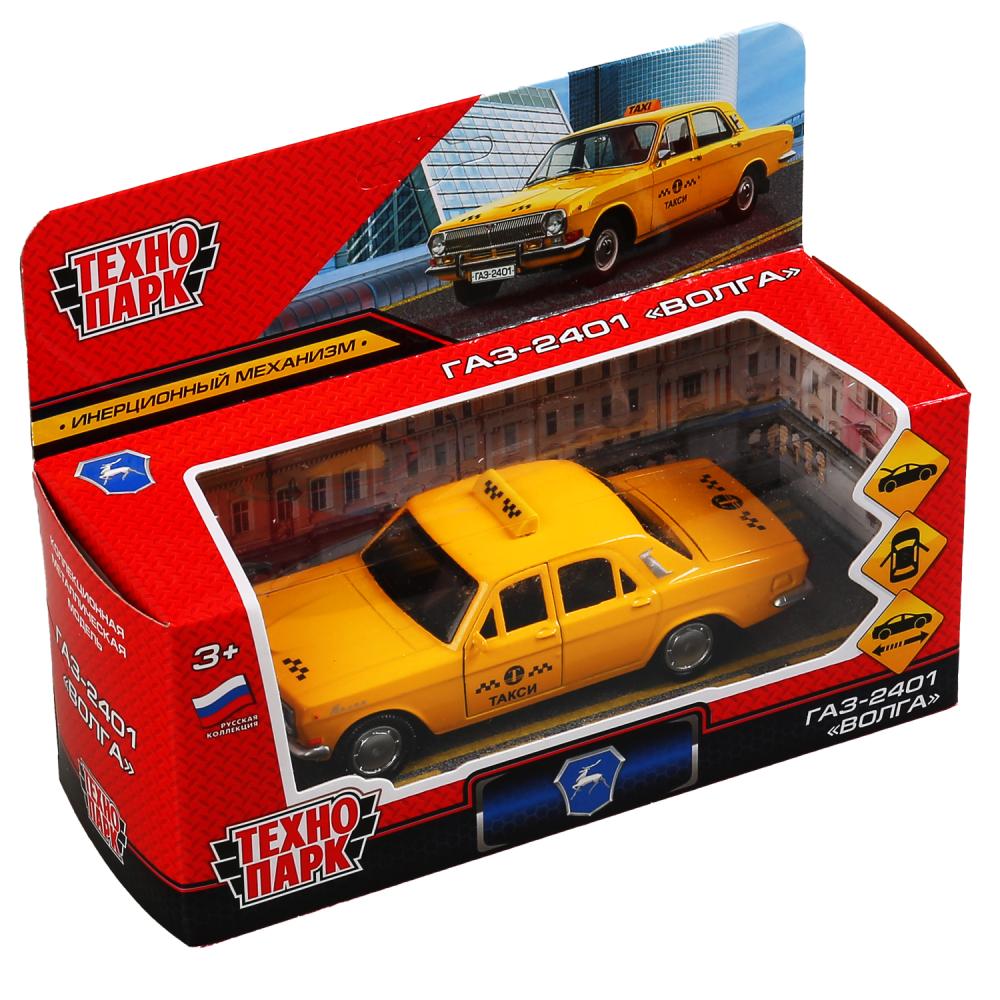 Машина металл "газ-2401 волга такси" 12см, открыв.двери, инерц., желтый в кор. Технопарк в кор2*36шт