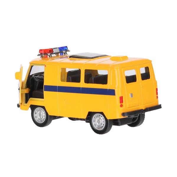 Машина металл свет-звук Уаз-452 "буханка" МИЛИЦИЯ 10,5 см,,желтый, кор. Технопарк в кор.2*36шт