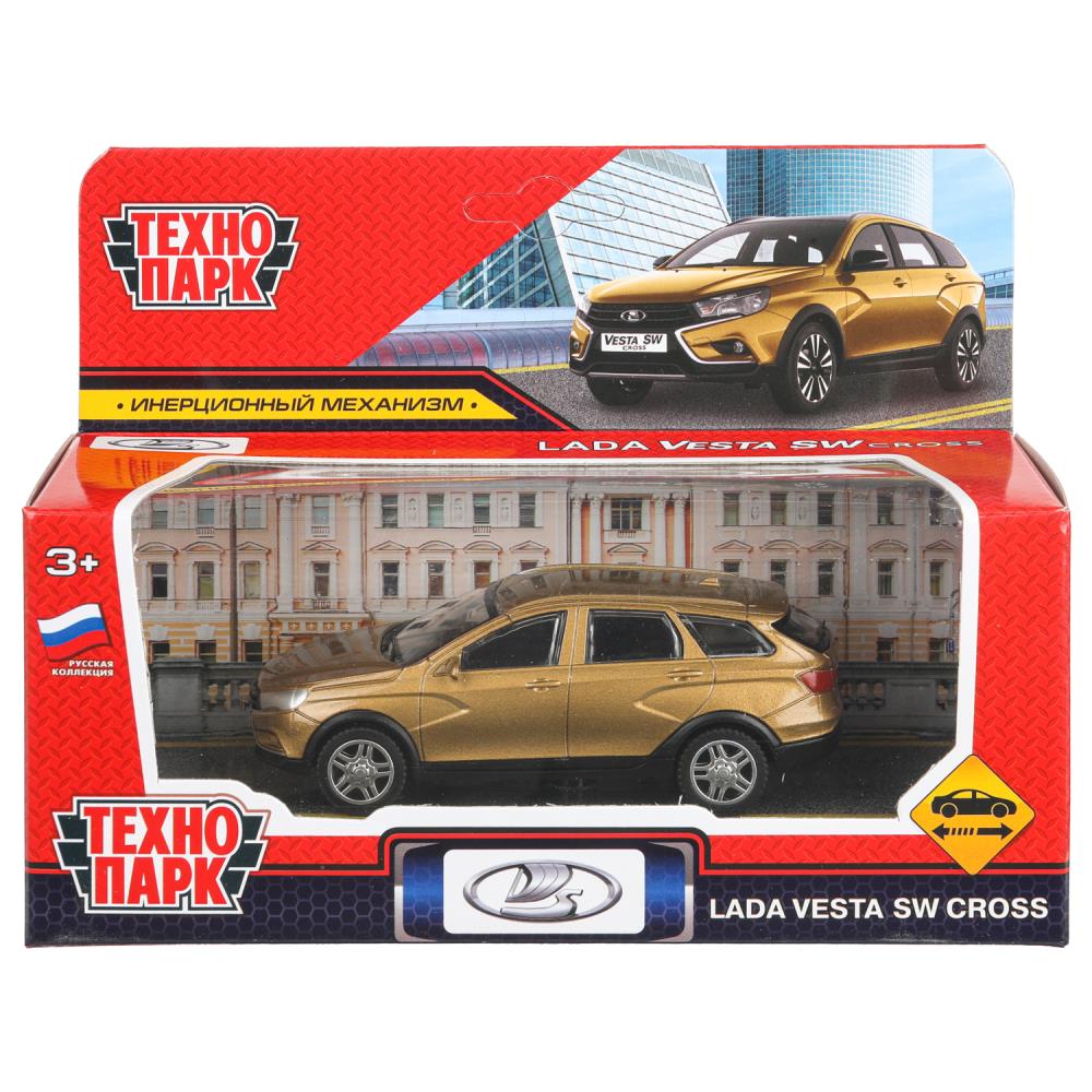 Машина металл LADA VESTA SW CROSS 10,5 см, инерц, золотой, кор. Технопарк в кор.2*36шт
