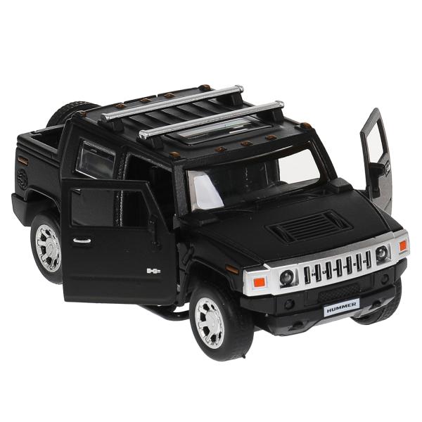 Машина металл HUMMER H2 PICKUP МАТОВЫЙ 12 см, двери, багажн, черный, кор. Технопарк в кор.2*36шт