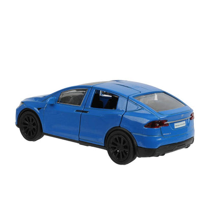 Машина металл tesla model x plaid 12 см, двери, синий, кор. Технопарк в кор.2*36шт