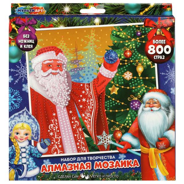 Наб д/тв-ва алмазная мозаика 20*20 см новый год дедушка мороз МУЛЬТИ АРТ в кор.48шт