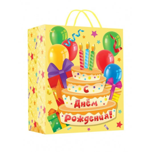 Пакет подарочный с аппликацией xl,тортик,190 гр/м2 ЧУДО ПРАЗДНИК в кор.5*12шт