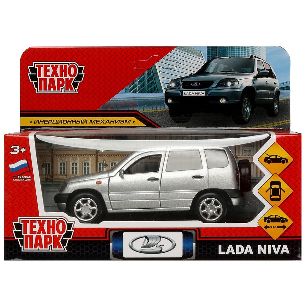 Машина металл LADA NIVA 12 см, двери, багаж, инерц, серебристый, кор. Технопарк в кор.2*36шт