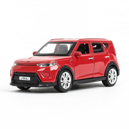 Машина металл KIA soul длина 12 см, двери, багаж., инерц, красный, кор. Parc technologique dans le cor.2*36шт