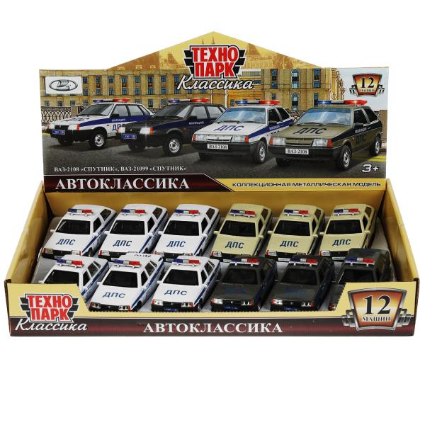 Машина металл LADA-2108/21099 МИЛИЦИЯ 12см, двер,баг,инерц, ассорт, дис. Технопарк уп-12шт в кор.6уп