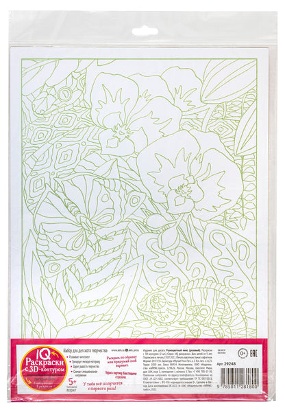 IQ Раскраски 3D контур. Набор 6 макси Разноцветный микс