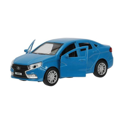 Машина металл LADA vesta 11,5 см, двери, синий, кор. Технопарк в кор.2*36шт