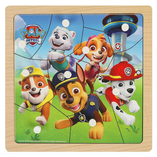 Игрушка деревянная рамка-вкладыш с ручками Щенячий Патруль 17*17 см, термопак Буратино в кор.20шт