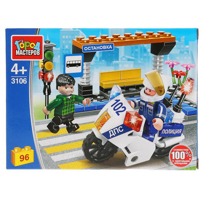 Конструктор "Город мастеров" нарушитель на светофоре, с фигурками, 96дет. на русском. кор. в кор.80шт
