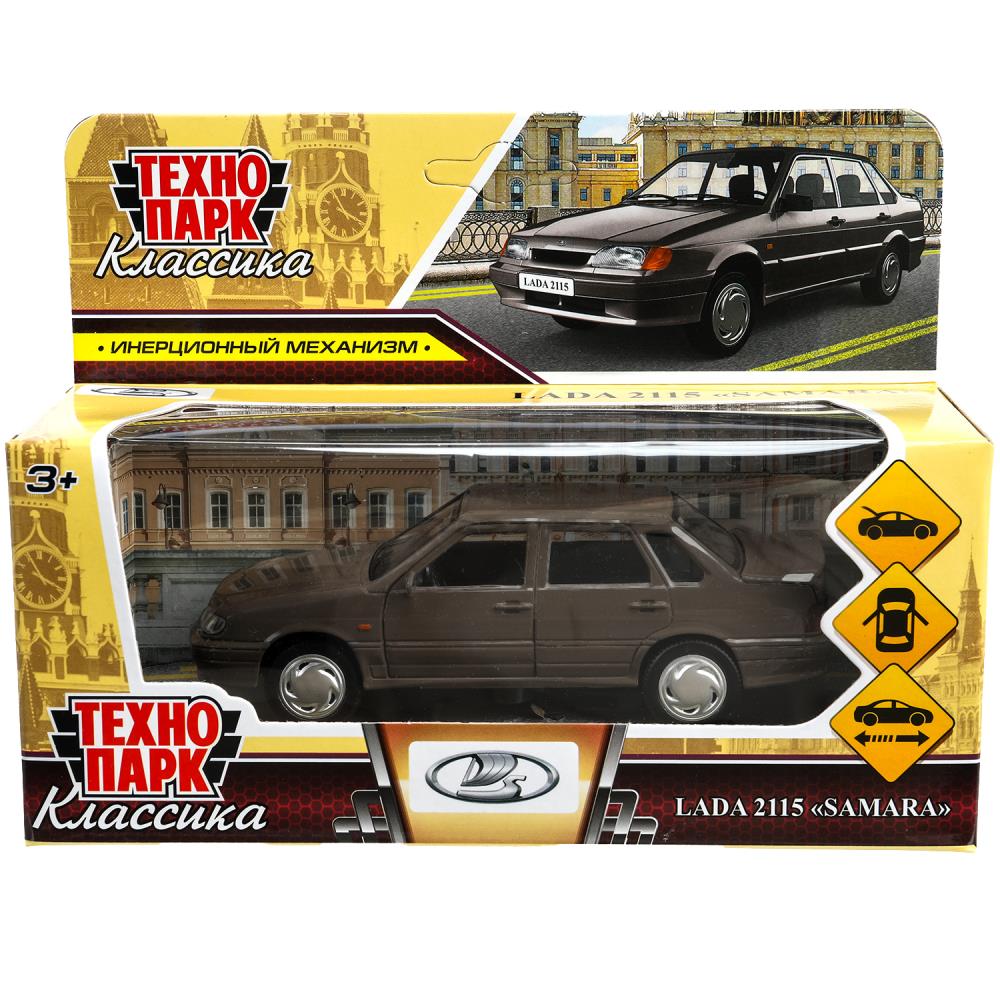 Машина металл ваз-2115 "самара" длина 12 см,серебристо-коричневый,кор. Технопарк в кор.2*36шт
