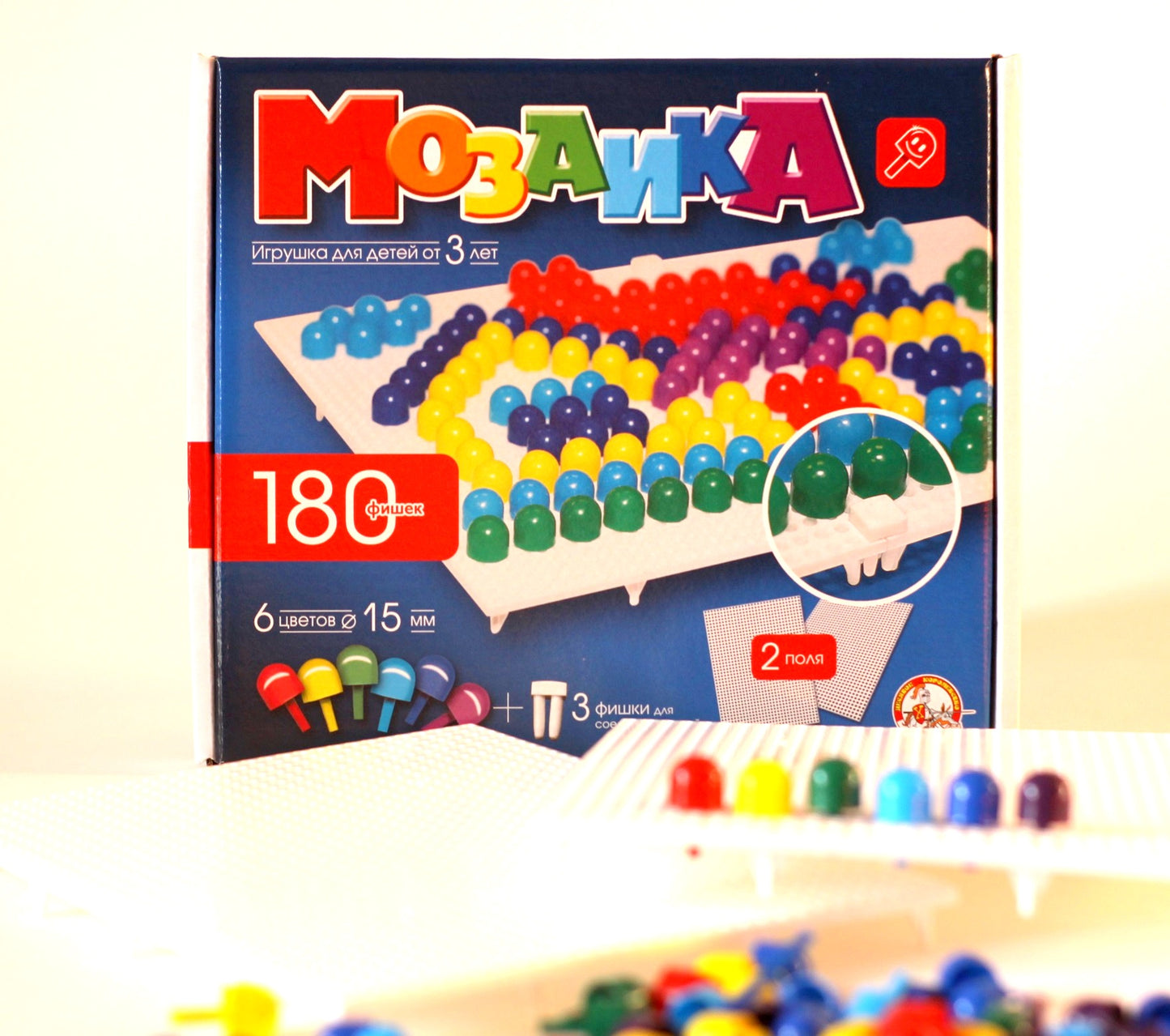 Мозаика. 180 фишек, 6 цветов, 2 поля, 15 мм