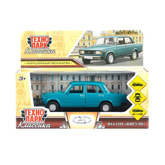 Машина металл LADA ваз-2105 1997 г. 12 см, двери, багажник, инерц., кор. технопарк Технопарк в кор.2*36шт