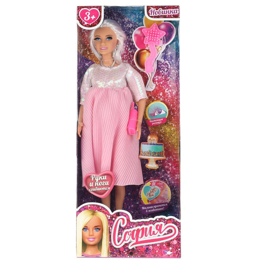 Кукла 29см София беремен.,1младенец,реалис.ресницы,день рожд., расческа,в кор. КАРАПУЗ в кор.24шт