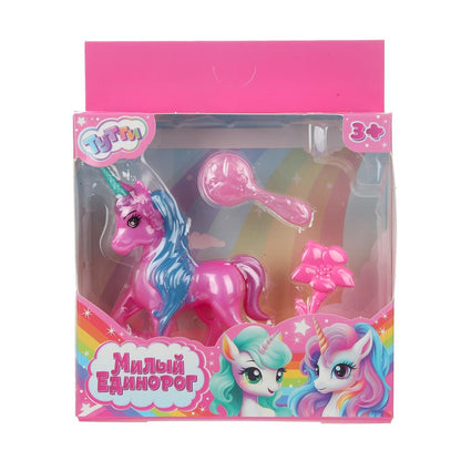 Единорог 10см, пластиковый, аксессуары 2шт Тутти в кор.2*180шт