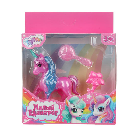 Единорог 10см, пластиковый, аксессуары 2шт Тутти в кор.2*180шт