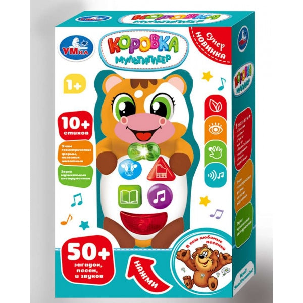 Коровка мультиплеер 50 загадок,песен,звуков.свет.кор.бат. Умка в кор.2*84шт