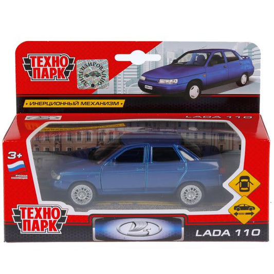 Машина металл LADA 110 12см, инерц., открыв. двери, синяя в русс. кор. Технопарк в кор.2*24шт