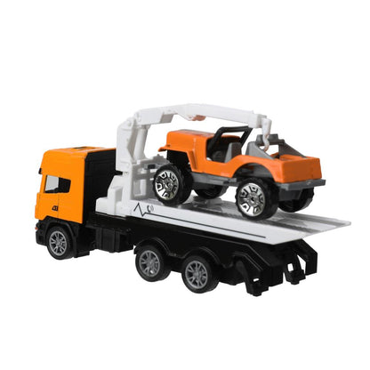 Машина металл ЭВАКУАТОР эвакуатор 12см с машинкой 7см, инерционный подвижный КРАН Технопарк в кор.2*144шт