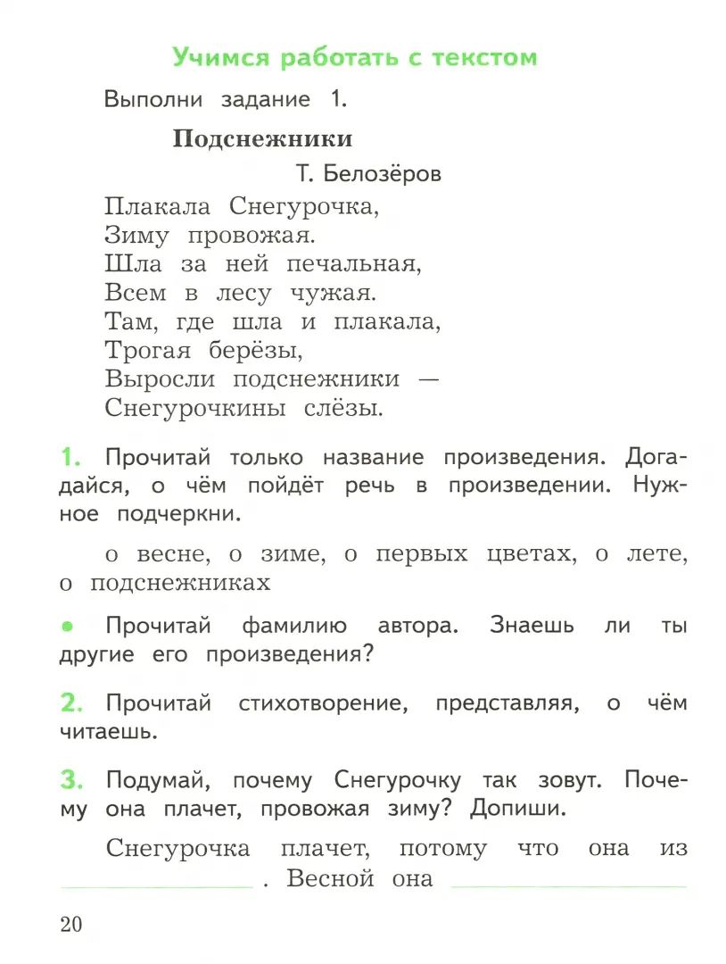 Бойкина. (ФП2019/2022) Литературное чтение. 1 кл. Смысловое чтение. / УМК "Школа России"