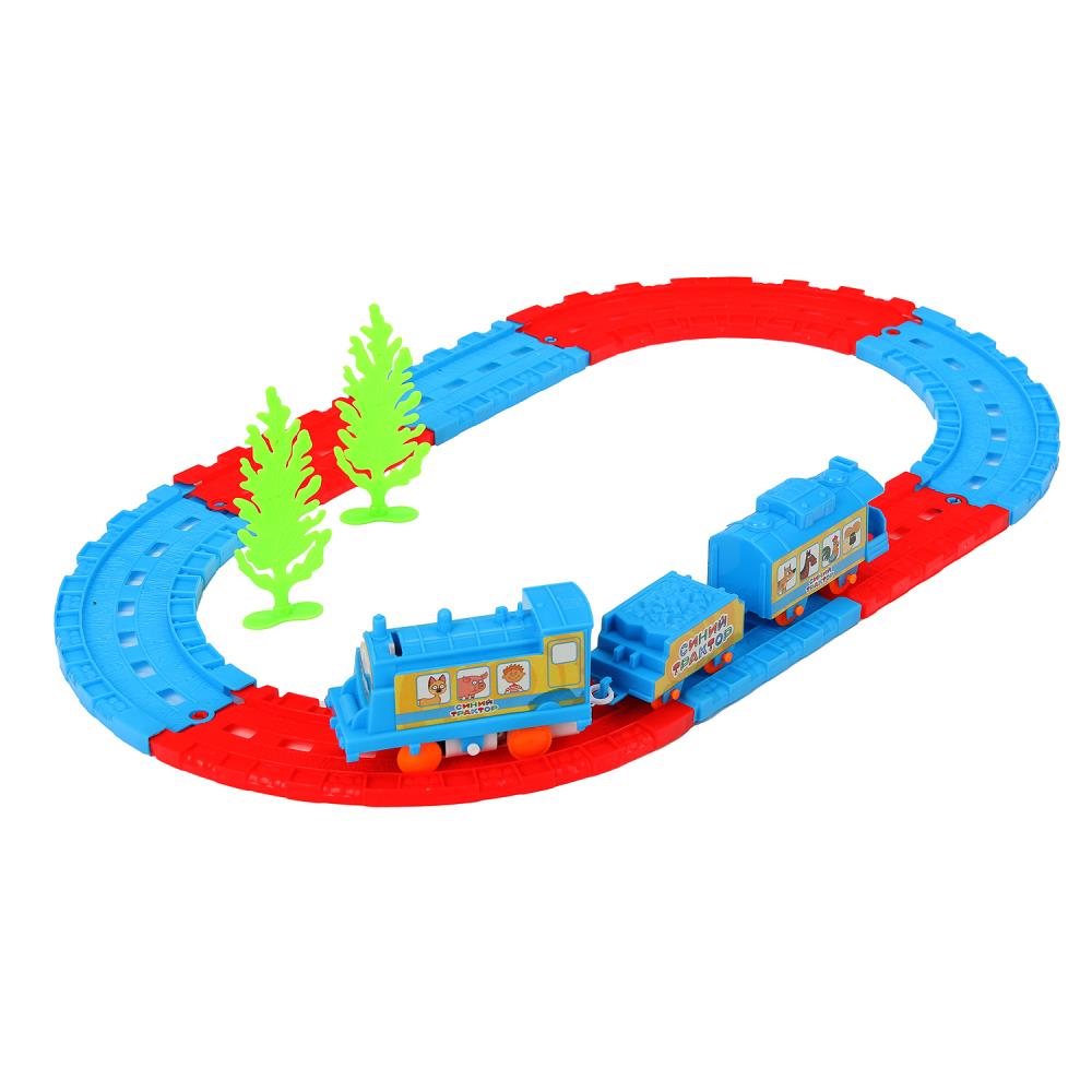 Железная дорога мультяшная СИНИЙ ТРАКТОР длина пути 118, кор.35*27*4см ТЕХНОДРАЙВ в кор.2*30шт