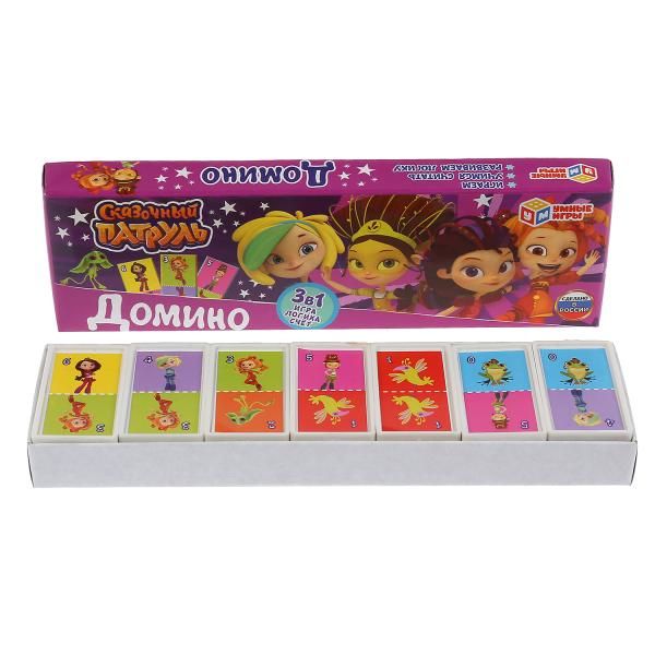 ДОМИНО ПЛАСТМАССОВОЕ "УМНЫЙ ИГРЫ" СКАЗОЧНЫЙ ПАТРУЛЬ 3-В-1 В КОР. в кор.100шт
