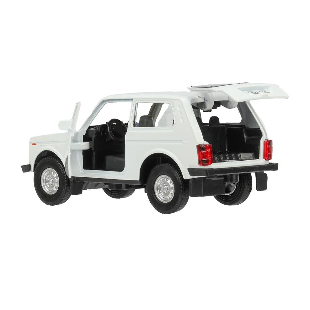 Машина металл LADA 4x4 длина 12 см, двери, багажник, инерц, белый, кор. Технопарк в кор.2*36шт