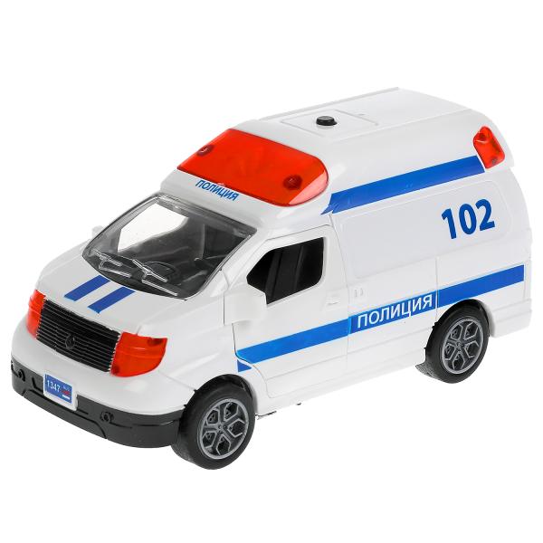 Машина пластик свет-звук ПОЛИЦИЯ 12,5 см, откр. двери, инерц., кор. Технопарк в кор.2*96шт