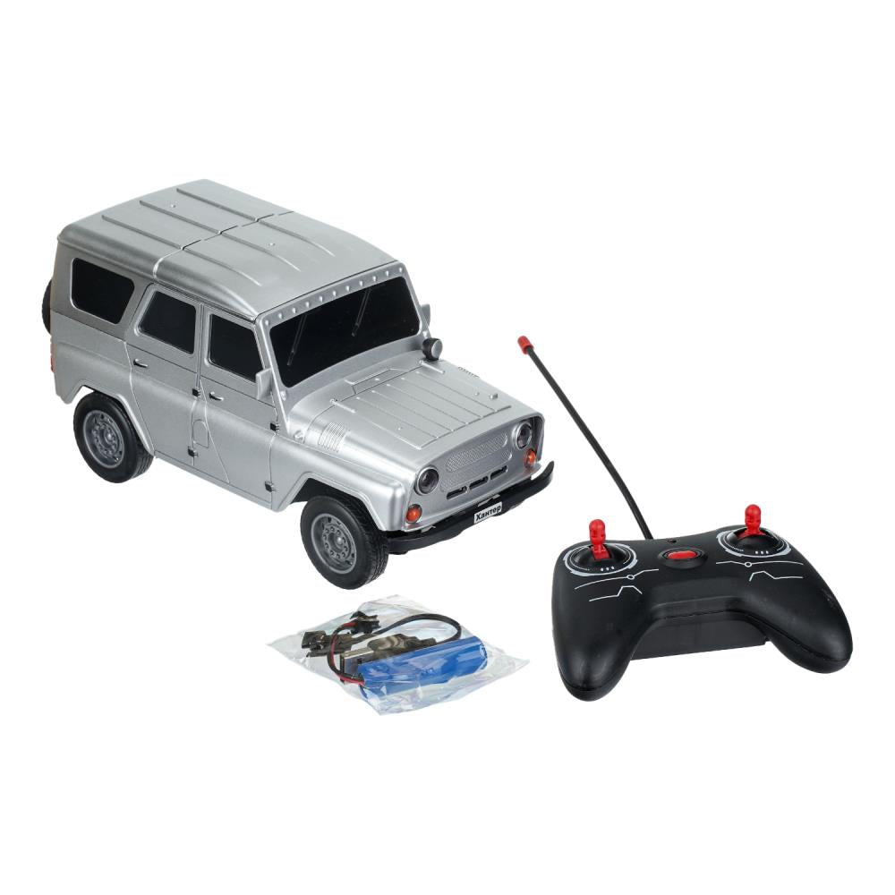 Машина р/у UAZ ХАНТЕР 24 см, свет, серебристый, кор. Технопарк в кор.24шт
