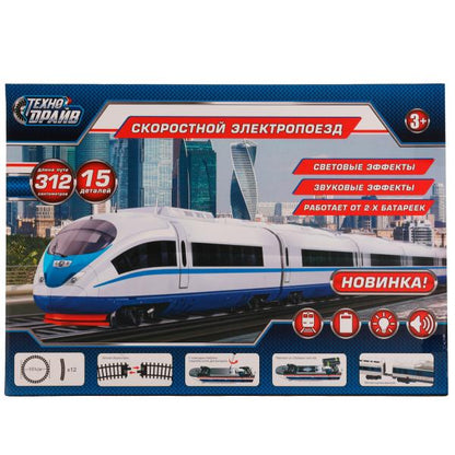 Железная дорога свет-звук, на бат,длина пути 312, кор.45,5*31,8*5см ТЕХНОДРАЙВ в кор.2*15шт
