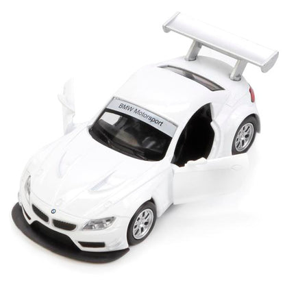 МАШИНА "ТЕХНОПАРК" МЕТАЛЛ. ИНЕРЦ. BMW Z-4 GT3, 1:38, ОТКРЫВ. ДВЕРИ В РУСС. КОР. в кор.2*36шт