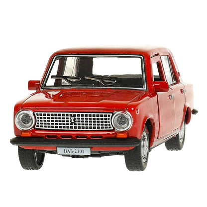 Машина металл ваз-2101 длина 12 см, двери, багажник, инерц, красный, кор. Технопарк в кор.2*36шт