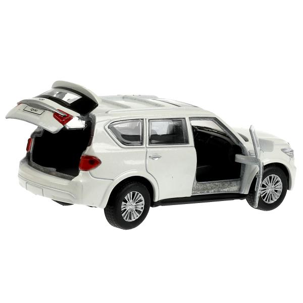 Machine en métal INFINITI QX80, d'une taille de 12,5 cm, double, sac, argent, blanc, couleur. Parc technologique dans le cor.2*36шт
