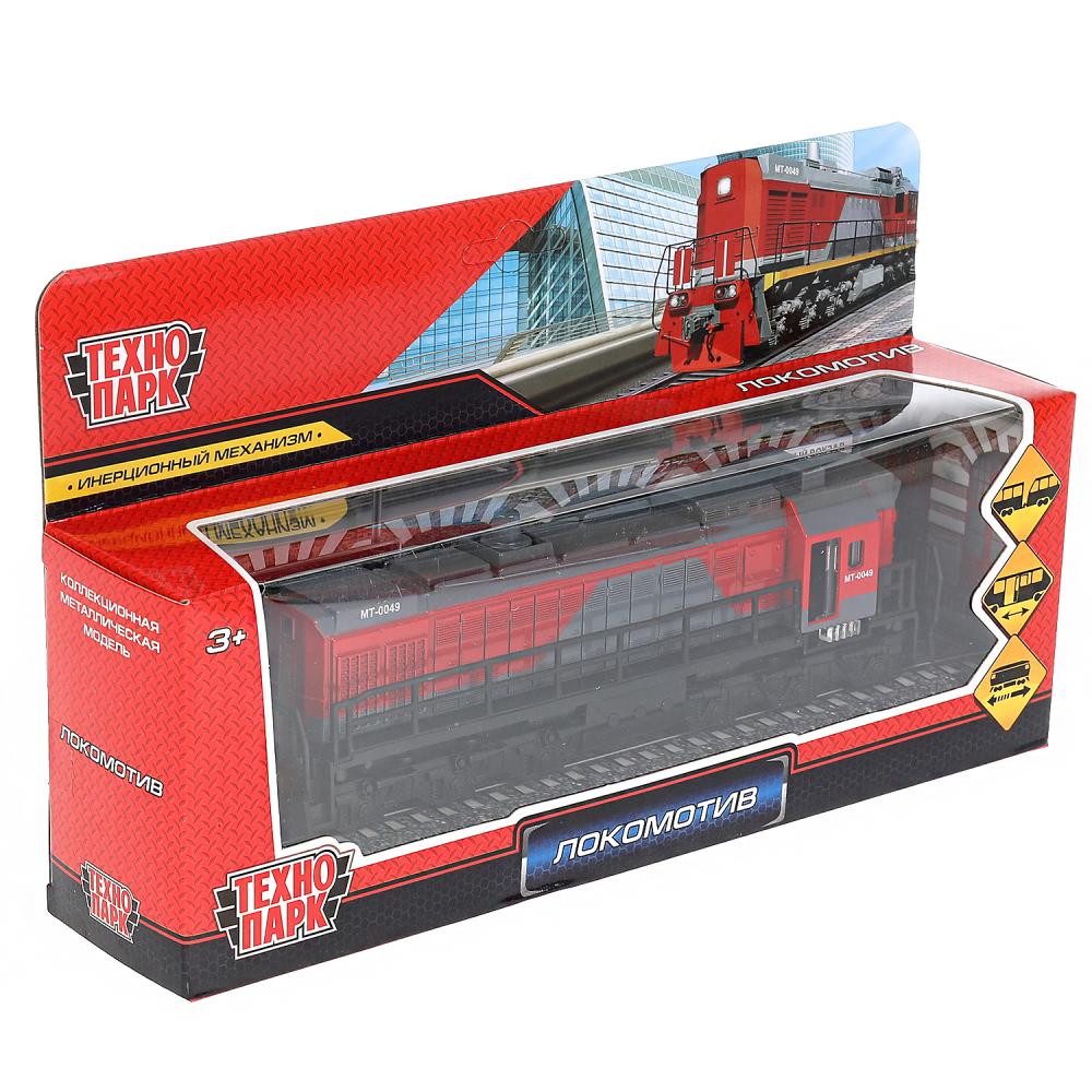 LOCOTEM18B-19-GYRD Модель металл ЛОКОМОТИВ 19 см, двери, инерц, красн, кор. Технопарк в кор.2*24шт